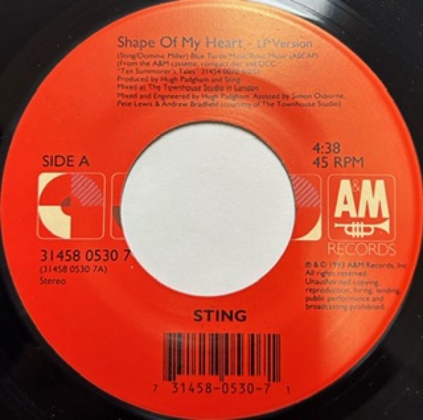 画像1: Sting / Shape Of My Heart cw Ever Lose My Faith In You - The Recommandable 7 Inch - UK R&B (1)