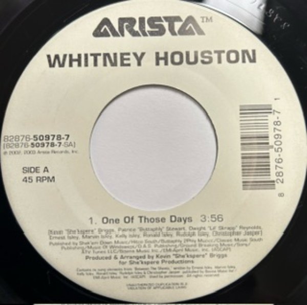 画像1: Whitney Houston / One Of Those Days cw My Love ft Bobby Brown - The Recommandable 2000's R&B 7 Inch - (1)
