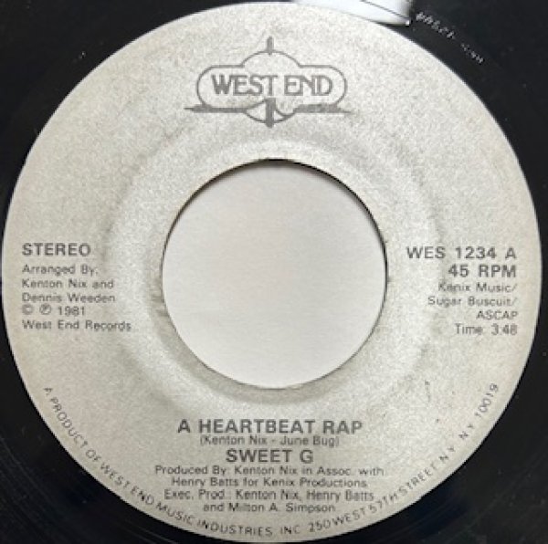 画像1: Sweet G / A Heart Beat Rap - 7 Inch - Old School Rap (1)