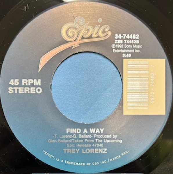 画像1: Trey Lorenz / Someone To Hold cw Find Away - The Recommendable New Jack Swing 7 Inch - (1)