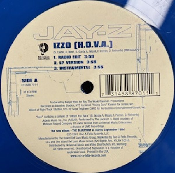 画像1: Jay-Z / Izzo - The Recommandable US R&B Blue Colour Vinyl - (1)
