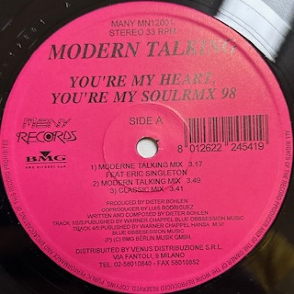 画像1: Modern Talking / You're My Heart,You're My Soul Remix 98 - The Recommandable EU R&B - (1)