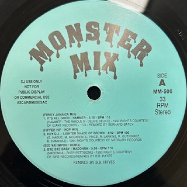 画像1: Various / Monster Mix 506 - The Recommandable Exclussive Remix -  Hammer It's All Good , Lighter Shade Of Brown Hey D.J. , Madonna Bye Bye Bye , New Musik The Planet Doesn't Mind , Deep Forest Sweet Lullaby ,  Full Force Unfaithful (1)
