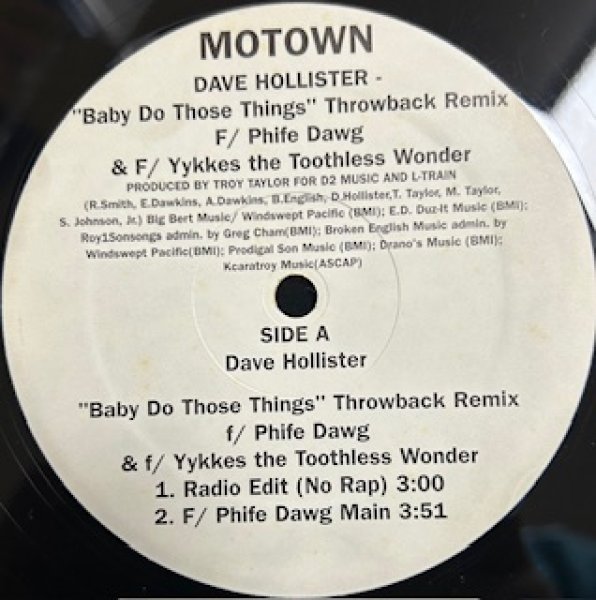 画像1: Dave Hollister / Baby Do Those Things ft Phife Dawg and Yykkes The Toothless Wonder - The Recommandable 2000's R&B - US Promo Only Throwback Remix  (1)
