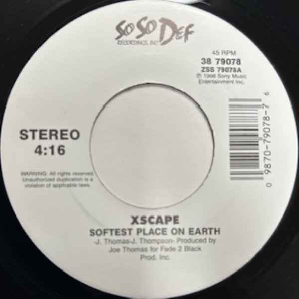 画像1: Xscape / Softest Place On Earth cw My Little Secret - The Recommandable 90's R&B 7 Inch - (1)
