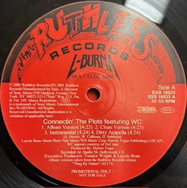画像1: L - Burna aka Layzie Bone / Connectin' The Plots ft WC cw Listen , Smoke On - The Recommandable Gangsta Rap - (1)