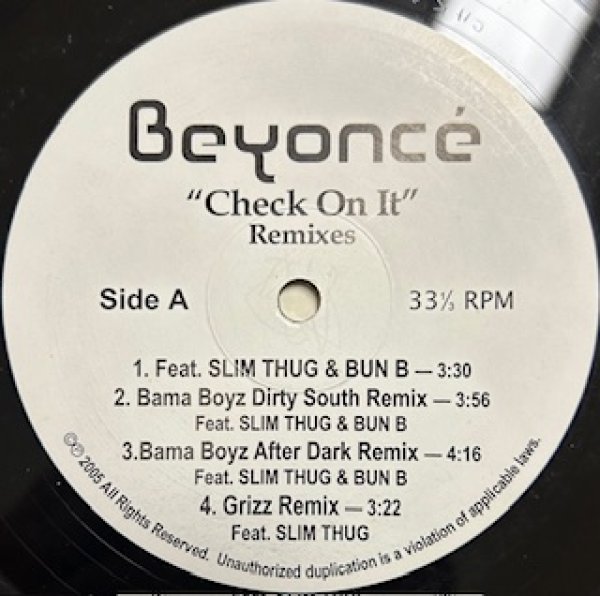 画像1: Beyonce / Check On It - Remixes - Unknown Press (1)