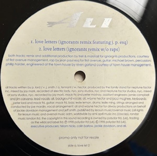 画像1: Ali / Love Letters Ignorants Remix - The Recommandable Nice 90's UK R&B - Neo Soul (1)