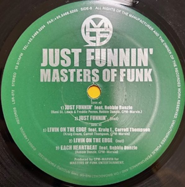 画像1: Masters Of Funk / Just Funnin' cw Each HeartBeat , Livin on the edge - The Recommandable Japan R&B - (1)