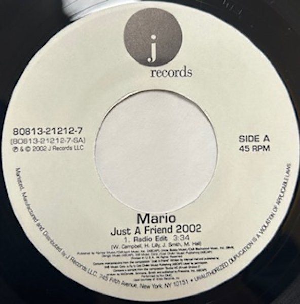 画像1: Mario / Just A Friend 2002 ft Biz Markie - The Recommendable R&B Cover !!! 7 Inch - (1)