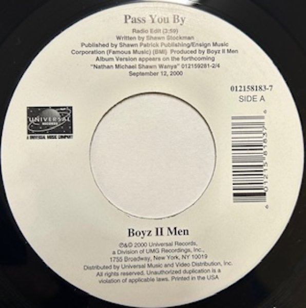 画像1: Boyz II Men / Pass You By - The Recommandable 90's R&B 7 Inch -  (1)