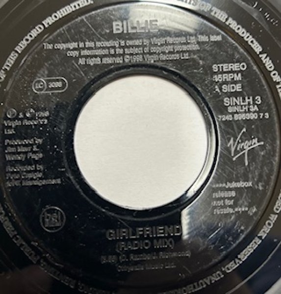 画像1: Billie / Girlfriend cw Love Groove - The Recommendable 7 Inch - プレスミス在ります (1)