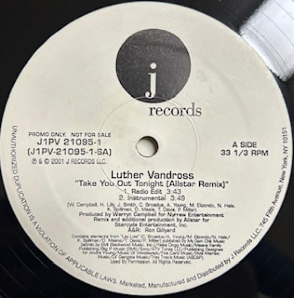 画像1: Luther Vandross / Take You Out  - US Promo , W Pack Only - Inc Radio And All Star Remix (1)