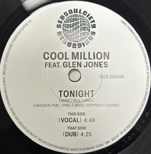 画像1: Cool Million Feat. Glenn Jones /  Tonight - The Recommandable 7 Inch - (1)