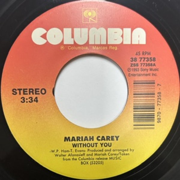 画像1: Mariah Carey / Without You cw Never Forget You - The Recommandable Slow Jam 7 Inch - (1)