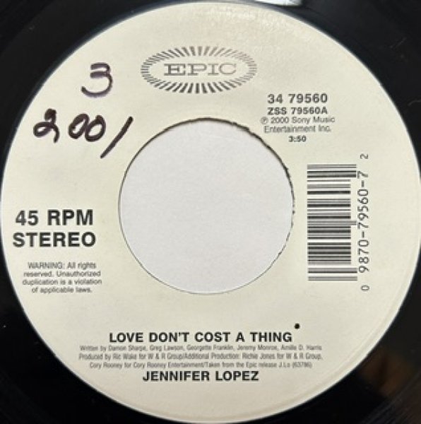 画像1: Jennifer Lopez / Love Don't Cost A Thing - The Recommandable 7 Inch - 2000's R&B (1)